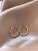 Nova Argola de Orelha Mobius Full Diamond Flash Estilo Coreano Brincos de Círculo Torcido Onda Fresca Brincos Empilhados para Mulheres