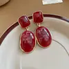 Pendientes de Tachuela Cuadrados y Ovalados de Resina con Aguja de Plata Transfronterizos Europeos y Americanos Pendientes para Mujer con Sentido de Diseño de Nicho Pendientes Colgantes de Moda Adornos para el Oído Mujer