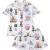 Comercio Exterior Transfronterizo Nuevo Estilo Pijama para Mujer Estampado Solapa Manga Corta Shorts Ropa de Casa Europea y Americana Pijama para Mujer