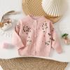 Cárdigan de punto de otoño para niña, suéter pesado hecho a mano con margaritas, top de punto para niños, chaqueta de primavera y otoño para bebé niña