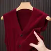 Dropshipping Colete Cardigan Masculino Meia-Idade Primavera e Outono Gola V Sem Mangas Suéter Tricô Colete para Pai