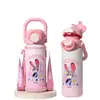 Termo Disney para Niños Niñas Niños Estudiantes Taza con Popote Botella de Agua Acero Inoxidable 316 Preescolar Elsa