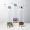 Vaso de Agua Energético de Grava de Cristal Natural Tapa de Acero Inoxidable 304 Botella de Agua con Partición de Boca Pequeña Vidrio para Spa Transfronterizo