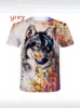 2024 Venda Quente Transfronteiriça Estilo Quente Camiseta Estampada Cool Masculina/Feminina Manga Curta Moda Camiseta com Estampa Digital 3D de Lobo
