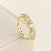 Nuevo Anillo de Moda de Alambre Retorcido con Circonita de Diamante Completo, Anillo Abierto de Moissanita Simulada, Anillo de Fila de Diamantes de Estilo Lujo Ligero de Gama Alta