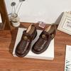 Zapatos de Cuero Retro Francés para Mujer 2025 Mocasines de Boca Profunda para Mujer Cómodos de Suela Blanda No Cansan Camelia Cuero Suave Zapatos de Mujer