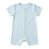Mameluco de algodón Clase A transfronterizo para bebés, estilo de verano delgado, mameluco de manga corta con apertura frontal y esquinas planas, adecuado tanto para niños como para niñas