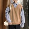 Camisa de Manga Larga Falsa de Dos Piezas Ge Hua Primavera y Otoño Estilo Hong Kong BF Coreano Moda Chic Estilo Universitario Estudiante Lana de Aguja