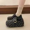 Zapatos casuales retro de moda nuevos de lunares para mujer, zapatos individuales versátiles para exteriores con detalle de hebilla para otoño de 2026