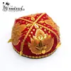 Chapéu de Flor de Xinjiang, Chapéu de Flor de Rosa, Adereço de Cabeça para Dança Uigur, Chapéu de Quatro Cantos Bordado à Mão para Mulheres