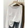 Camiseta Protectora Solar Fina Semitransparente para Mujer, Diseño de Bolsillo para Primavera y Verano, Cubre-traje de Algodón de Bambú, Estilo Chica Picante, Top de Manga Larga