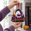 Colgante Acrílico Tema Libro de Magia de Halloween - Momia, Murciélago, Calabaza - Regalo Creativo para Amantes de los Libros