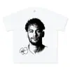 Camiseta Casual Pesada de Estilo Americano Retro con Estampado de Neymar de Manga Corta y Manga Larga, Marca de Moda Versátil, Cuello Redondo para Hombre