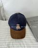 Gorra de béisbol con bordado de oso para mujer, de pana, de otoño e invierno, de estilo vintage, con colores a juego, para hombre, con cabeza grande y adelgazante.