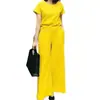 Traje casual de moda de dos piezas de manga corta europeo, americano y del sudeste asiático transfronterizo para mujer de talla grande azul