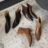 Botines de tacón medio para mujer de piel de vaca de capa superior con acabado envejecido, nuevos de otoño e invierno, de cuero genuino, con punta cuadrada, estilo vintage, slip-on, de moda