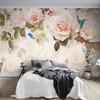 Pintura de pared para dormitorio de niña nórdica con diseño de rosa, moderna, ligera, de lujo, hermosa, papel tapiz para TV, papel tapiz simple para sala de estar