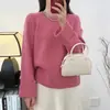 Suéter suelto de estilo coreano para mujer, suave y encerado, para otoño e invierno, nuevo, combina con todo, estilo holgado, elegante, suéter de cuello redondo.