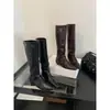 Botas Altas de Temporada Primer Encuentro, Botas Ajustadas, Nueva Colección Otoño/Invierno 2026, Puntera Cuadrada Retro, Efecto Adelgazante, Tacón Oculto, Botas Largas para Mujer