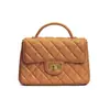 Estilo Nuevo Primavera y Verano Piel de Oveja Moda de Moda Pequeño Bolso de Mujer Estilo Chanel Versátil Dopamina Acolchado Cadena Hombro Cruzado