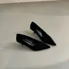 Tres Alturas~Nuevos Tacones Altos Retro de Gamuza Puntiagudos con Corte en V para Mujer, Zapatos de Salón Versátiles para el Trabajo, Estilizados, de Boca Baja, con Temperamento