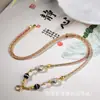 Cordão de Colar Tecido à Mão Estilo Xizang, Contas Dzi de Thangka, Cordão para Pingente de Contas Dzi, Cordão para Lanyard de Corrente de Suéter com Contas de Vidro na Cor Cinza