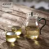 Tetera para uso doméstico con filtro, tetera Song estilo antiguo, juego de té, cafetera de té, transparente con tapa, asa colorida, tetera pequeña de mano