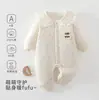 Macacão 3D Floral para Bebê Primavera e Outono Classe A Infantil 60g Algodão Fino Macacão Recém-Nascido Sem Costura Roupa Quente para Casa