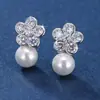 Novos brincos de pérola da moda europeia e americana brincos de zircônia temperamento feminino joia de ouvido de personalidade simples atacado