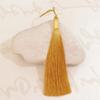 Borla redonda de seda helada de poliéster de 12 cm con hilo dorado, borla de seda helada, borla para Hanfu cheongsam hecha a mano, adornos colgantes de borla de solapa a presión, venta al por mayor