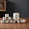 Paisaje de pintura a tinta juego de té automático, tetera y taza de té de cerámica kung fu para preparar té, un gadget conveniente para hacer té, regalo