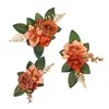 Pastel de Rosa Flor de Rosa Transfronterizo Arreglo Creativo de Eucalipto Color Caramelo Flor Artificial del Día de San Valentín Decoración de Silla para Fiesta