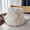 Sombrero de Cubeta Grueso y Cálido de Felpa para Mujer Estilo Coreano Estilo Japonés Combinable Celebridad de Internet a Prueba de Frío Sombrero de Pescador de Piel Sintética que Afina el Rostro