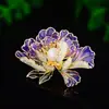 Broche de Flor de Peônia de Cor Fluida de Alto Padrão com Pérola de Água Doce Estilo Chinês Zircônia Microincrustada Pin de Presente para Jaqueta Corsage