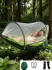 Hamaca Antimosquitos Columpio de Apertura Rápida Nailon Red para Mosquitos Estilo Camping al Aire Libre Patio Antidesgarro Tela de Paracaídas Doble Antivuelco