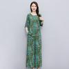 Estilo Verano Delgado Elegante Conjunto para Mamá Dos Piezas Top de Manga Corta para Mujer 2026 Nuevo Talla Grande Casual Conjunto para Mediana Edad y Personas Mayores