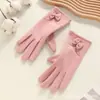 Guantes Calientes para Exteriores Nuevos para Mujer Tacto de Terciopelo de Conejo Pantalla Táctil Versátiles A prueba de Viento y Frío Ciclismo Lazo Guantes de Otoño e Invierno