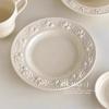 Vajilla Estilo Ins Estilo Crema Plato Repujado Sentido Avanzado Lujo Ligero Plato Doméstico Cerámica Plato para Pastel Postre Panqueque