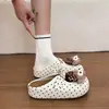 Pantuflas Baotou con cierre de velcro, pantuflas de media caña lindas y de estilo perezoso para mujer, con un diseño de lazo y lunares, adecuadas para usar en exteriores, estilo Mary Jane, suela suave, comodidad como una nube.
