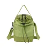 Bolsa Saco Simples Color Block Fashion para Mulheres com Design de Cordão, Bolsa de Ombro Casual Versátil de Nylon, Bolsa Transversal para Celular