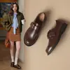 Mocasines ZHR para Mujer 2026 Otoño Nuevo Estilo Británico Vintage Zapatos Pequeños de Cuero Suela Suave Zapatos de Corte Profundo para Viajar