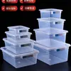 Caja de etiqueta para refrigerador caja de almacenamiento para congelador transparente comercial caja de almacenamiento para congelador plástico grado alimenticio cocina rectangular gran capacidad etiqueta