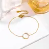 Lujo Ligero, Gama Alta, Exquisito, Pulsera Anillo Versátil, Pulsera de Acero de Titanio con Perlas Estilo Europeo y Americano, Cadena Elegante, Cadena Simple