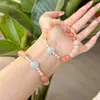 Estética de Diseño de Nicho, Pulsera de Cristal Flor de Cerezo de Lujo Ligero Estilo Bosque, Cristal en Polvo de Piedra Natural, Pulsera de Cristal de Ágata Fuente de Sal