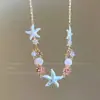 Estilo Oceánico de Verano Dopamina Colorida Colgante de Concha Estrella de Mar Cadena para Clavícula Nicho de Alto Valor Personalidad Cadena para el Cuello Versátil