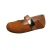 Zapatos Mary Jane de Gamuza Estilo Retro para Mujer 2026 Otoño Velcro Suela Gruesa Corte Bajo Zapatos de una Sola Pieza Cómodos Versátiles Zapatos de Abuela