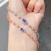 Pulsera de Tanzanita Natural con Color Fuego Brillante, Incrustación Fina de Plata 925, Piedra Principal 5*7mm, Soporte de Tanzanita Natural
