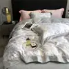 Conjunto de Verão Quatro Peças Seda Nu Dormir Leve Luxo Toque de Alta Qualidade Fronha de Edredom Seda Gelada Lençol de Cama de Seda Genuína Lavável Lençol de Elástico