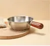 Tazón Instantáneo para Fideos de Acero Inoxidable, Olla para Comida de Bebé, Tazón para Snacks, Tazón para Batir Huevos con Mango de Madera, Tazón para Ensaladas, Antiescaldado, Resistente a Roturas, Resistente a Altas Temperaturas, Uso Doméstico