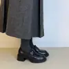 Mocasines de Piel Suave para Mujer Primavera/Otoño 2026 Tacón Grueso Zapatos de Una Sola Pieza Estilo Británico Suela Gruesa Slip-ons Uniforme JK Zapatos Pequeños de Piel